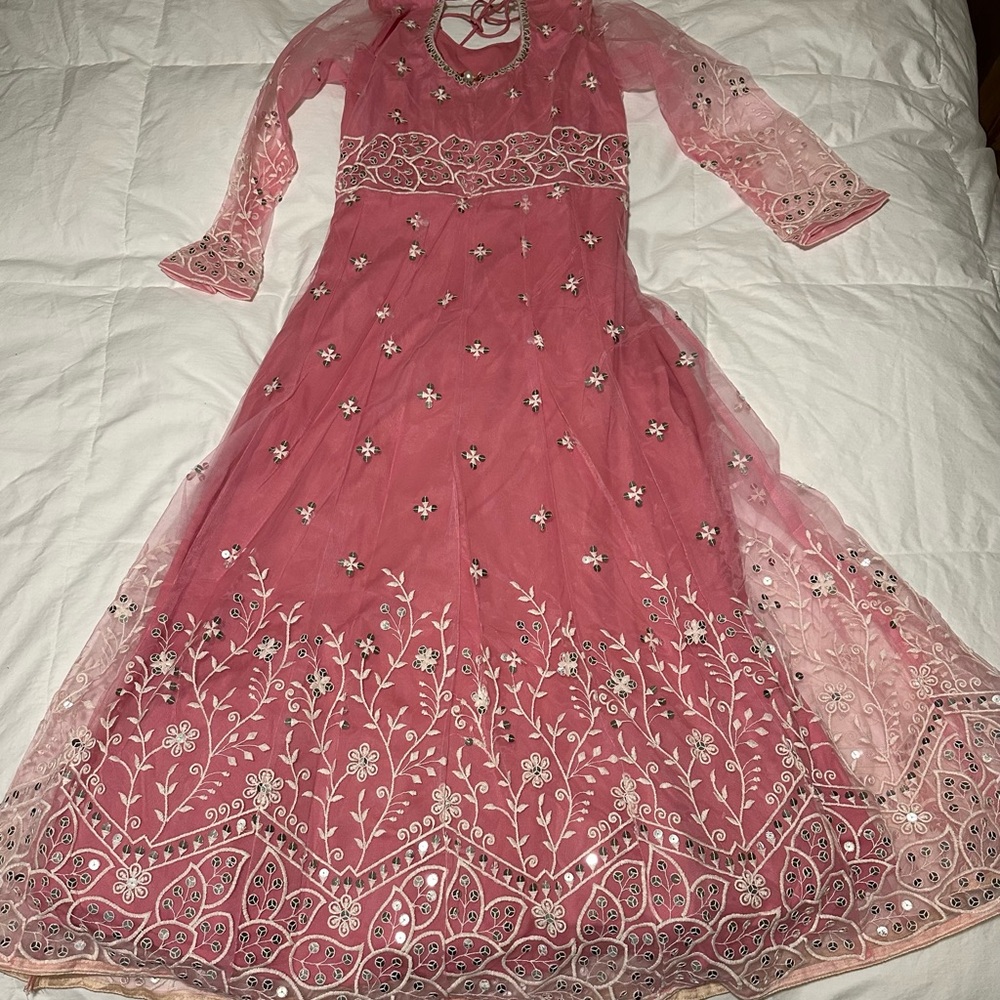Elegant Pink Salwar Kameez with sequence and embroidered.  Festive, party wear